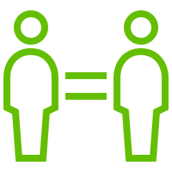 Cartoon people with equals sign